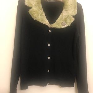 Michele Nicole Classy long Sleeve Sweater with Foe Fur Collar.